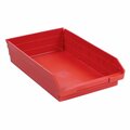 Global Industrial Plastic Nesting Storage Shelf Bin 11-1/8inW x 17-7/8inD x 4inH Red 184846RD